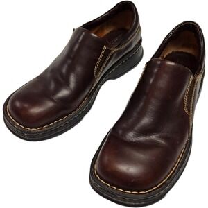 Born Vintage Y2K Brown Leather Chunky Slip On Round Toe Loafers Size 8 Women's